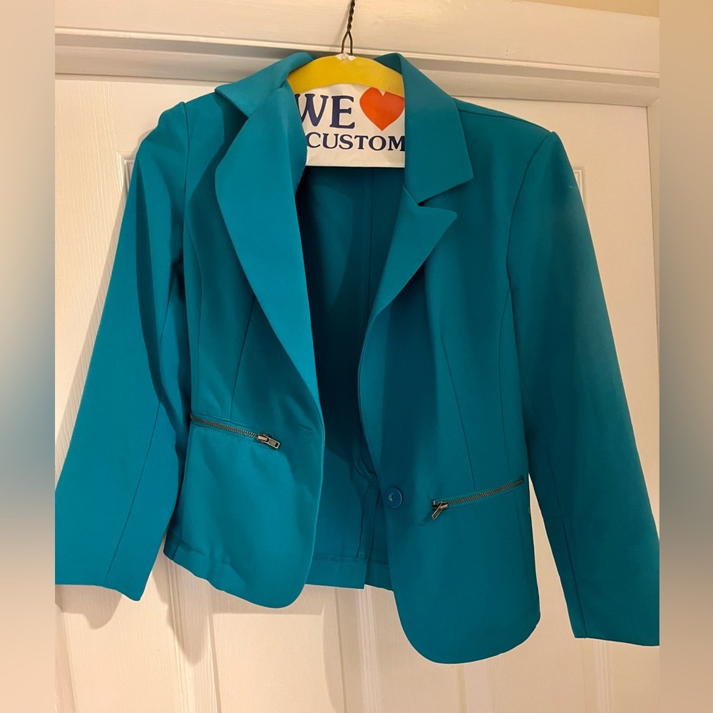 Turquoise blue teen blazer, size extra small, brand: material girl